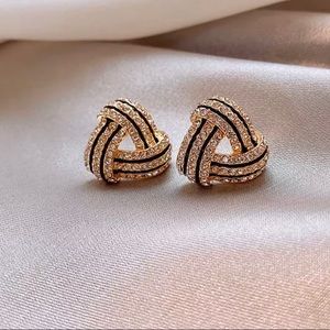 Gold tone geometric triangle earrings